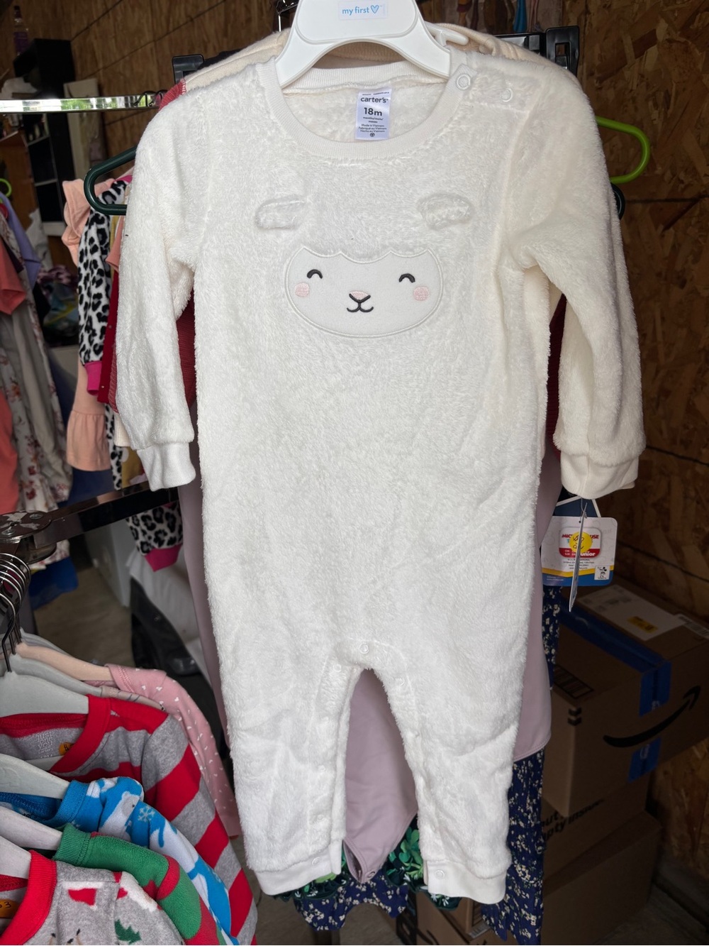 Carter's White Lamb Plush One-Piece
